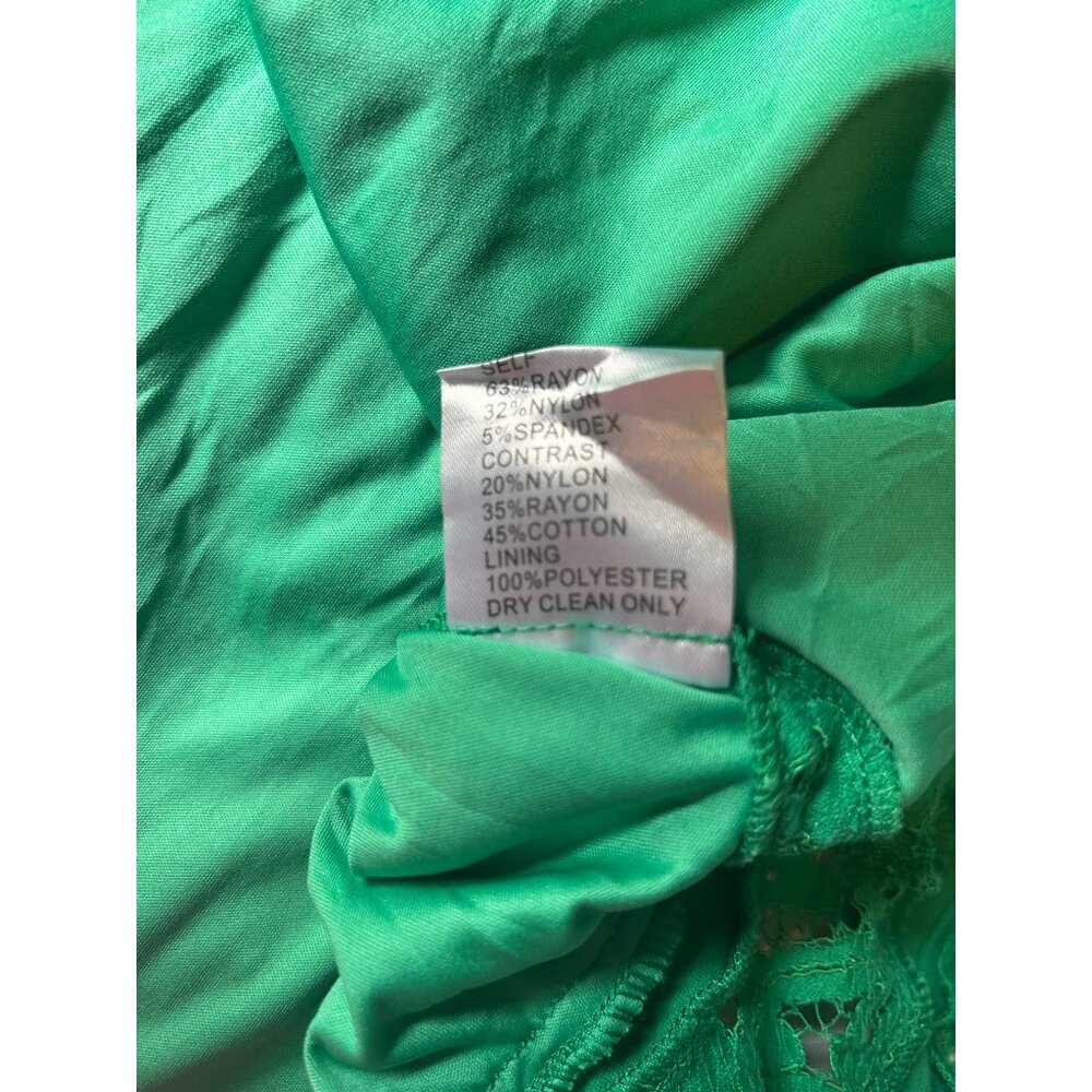 Tadashi Shoji Sz 6 Kelly Green Lace Flair Bottom Dress READ - Picture 8 of 16